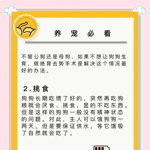解决狗狗不肯吃饭的问题（狗狗食欲不振，如何解决？）