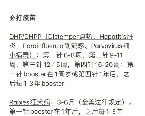 狗疫苗接种注意事项（为您的爱犬提供全面保护）